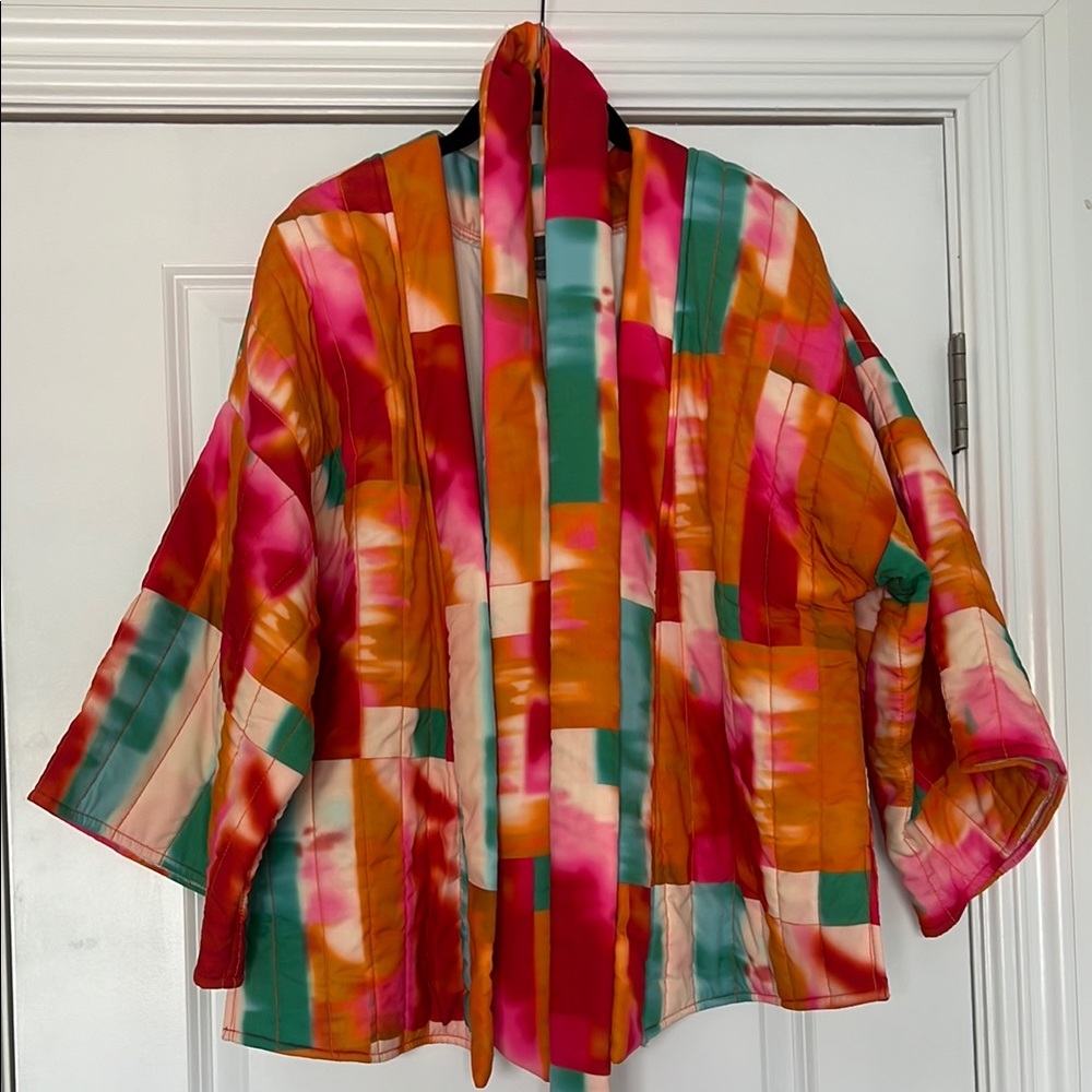 MULTICOLORED ANTHROPOLOGIE KIMONO WITH BELT